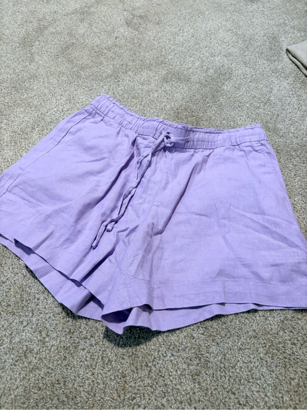GAP Lavender Drawstring Casual Linen-Blend Shorts